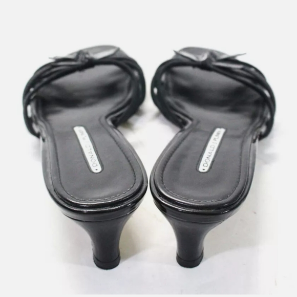 Donald BOW SLIDE ON SANDAL HEELS BLACK SIZE 8.5 M - Picture 3 of 5